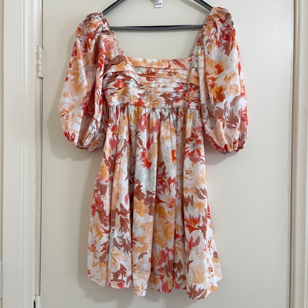 Abercrombie‎ & Fitch Floral Mini Dress XXST Milkmaid Puff Sleeve Smocked Cottage